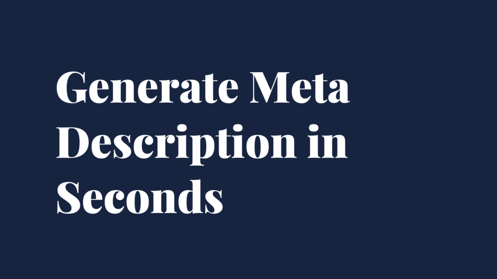 Meta Description Generator